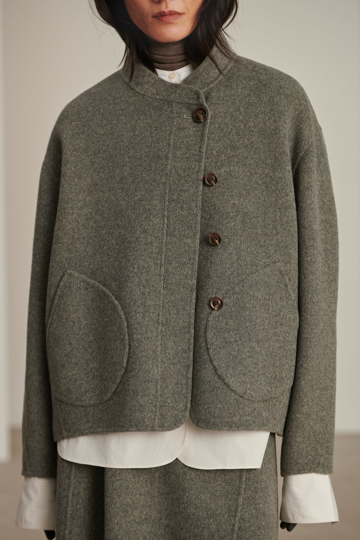 Manteau Windsor - Gris Clair Chiné - Laine - Femme vue 1