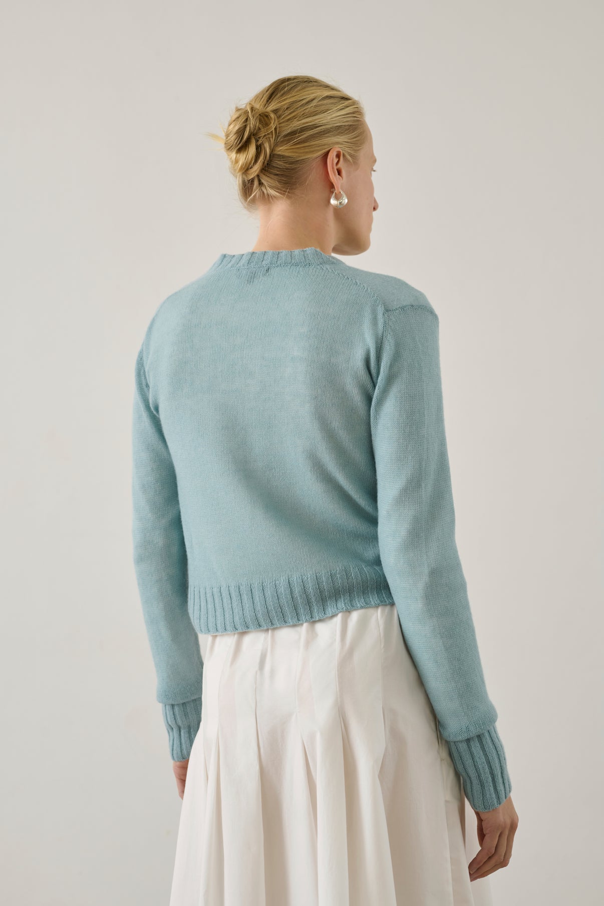 Cardigan Griffith - Bleu Céladon - Laine mérinos - Femme vue 2