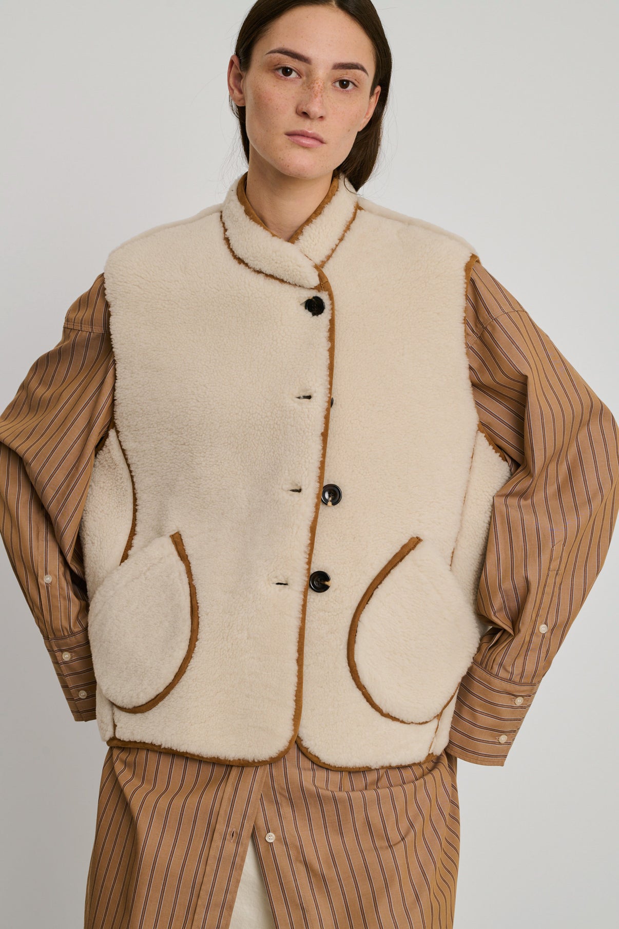 Blouson Arnold - Ivoire - Cuir - Femme vue 3